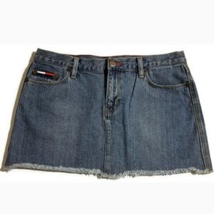Tommy Hillfiger Frayed Hem Denim Jean Skirt